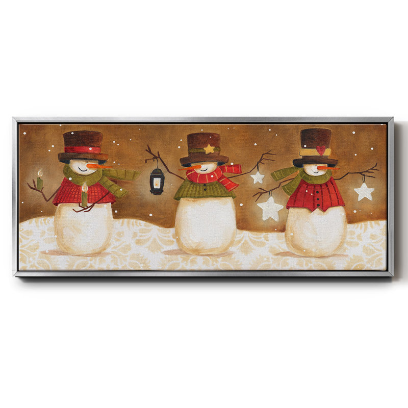 «Top Hat Snowmen» - Toile encadrée, H 8 po x l 20 po