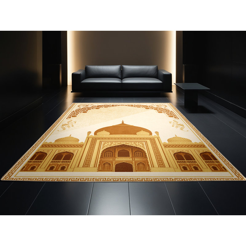 Tapis oriental moelleux moelleux en beige, 7 x 9