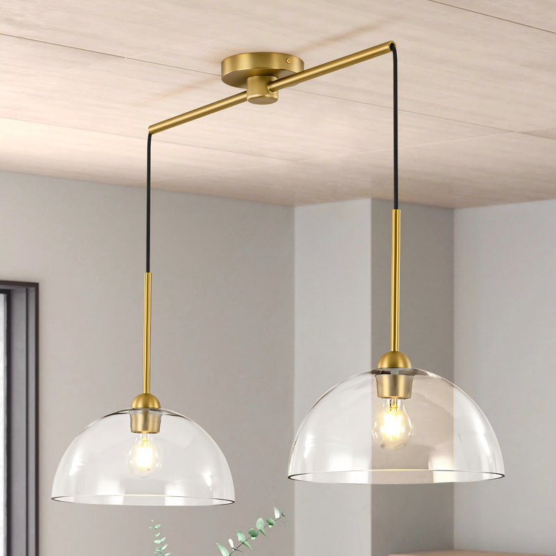 Luminaire suspendu pour îlot de cuisine 2 lumières Quwan