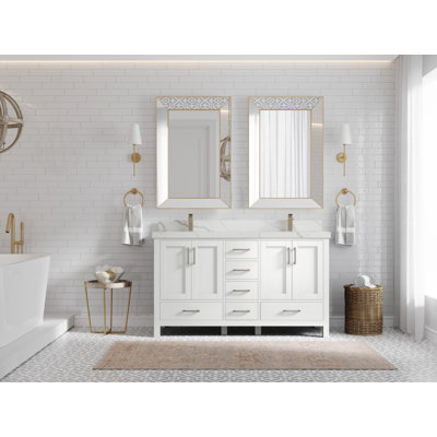 Malibu 60"" Double Bathroom Vanity Set -  Willow Collections, MLB_WH_CA_LZ_60D