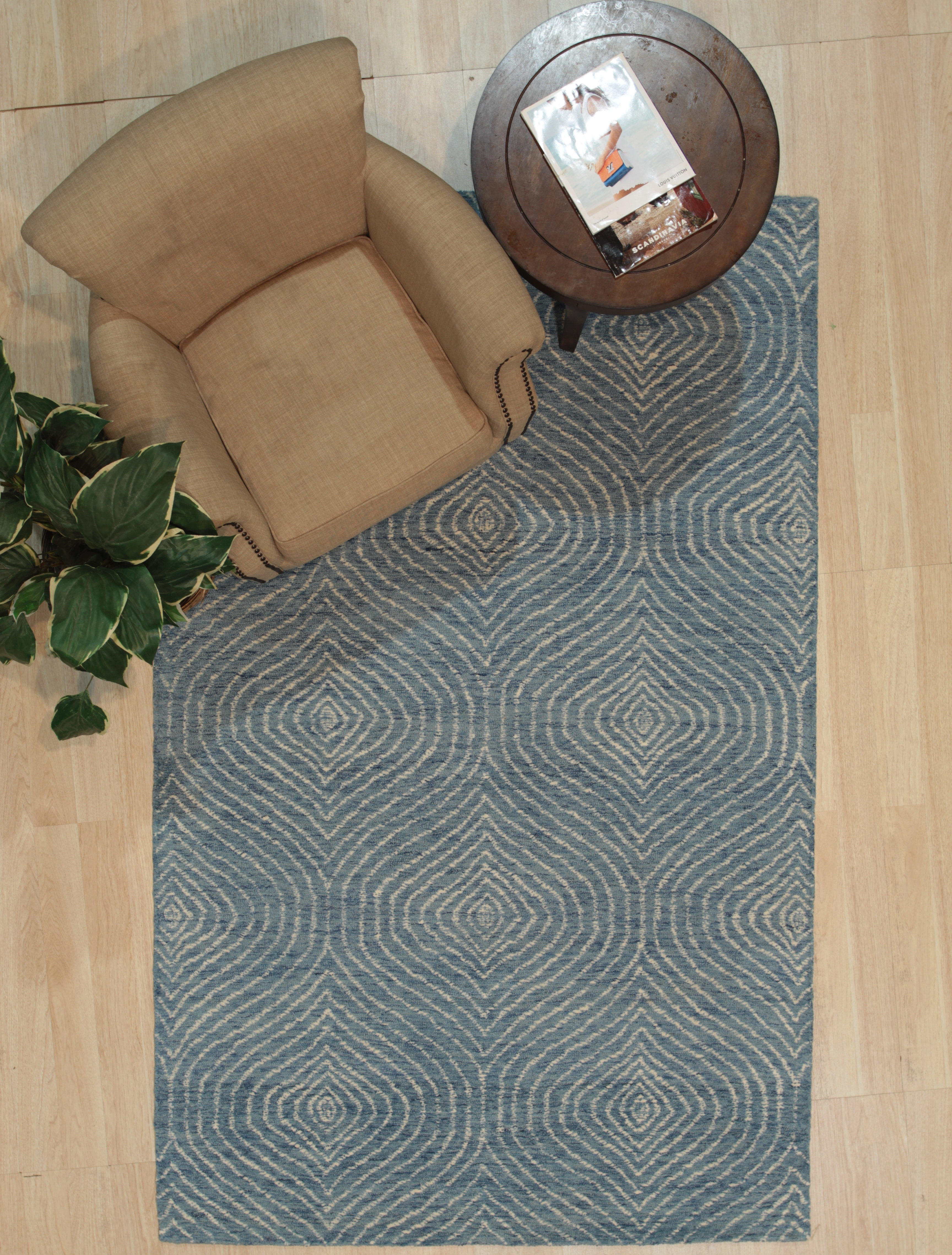 Corrigan Studio® Barone Luxurious Blue Hand Tufted Wool Rug | Wayfair