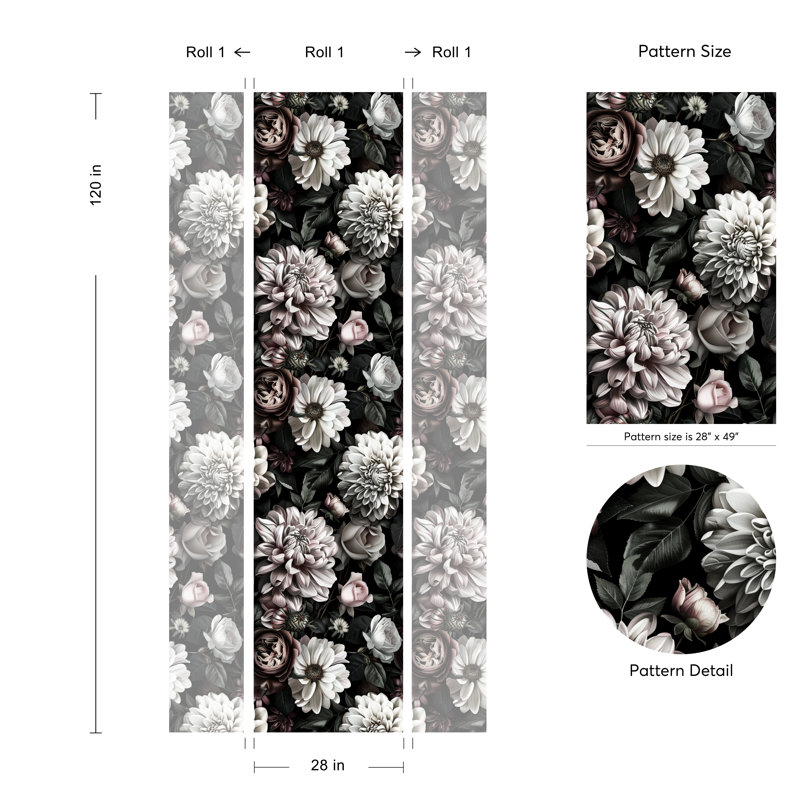 Papier peint floral foncé foncé