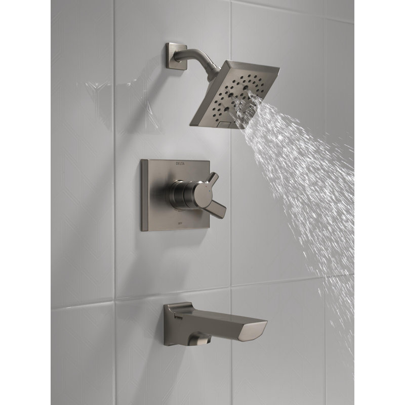 Pivotal® Tub and Shower Faucet with H2Okinetic® Technology, Lumicoat Black Stainless