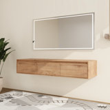 60'' Wall-Mounted Bathroom Cabinet with Open & Closed Storage