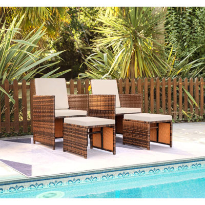 Fransje Outdoor 4 Pieces Patio Conversation Set With Ottomans by Williston Forge