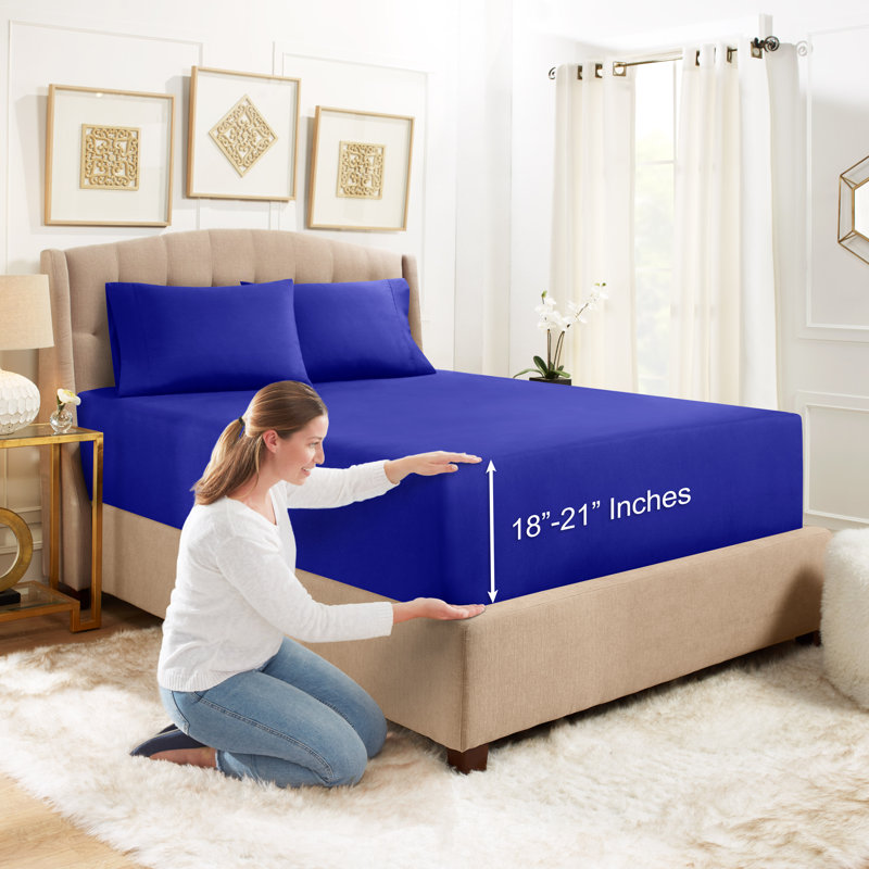 Microfiber Sheet Set, Twin Sheet Set with 1 Pillowcase, Royal Blue