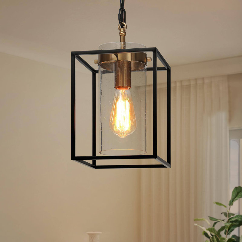 1-Light Kitchen Island Pendant  With Lantern Geometric Shape Dimmable