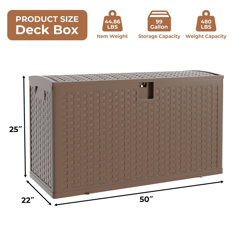 Boîte de rangement en résine 99Gallon Brown