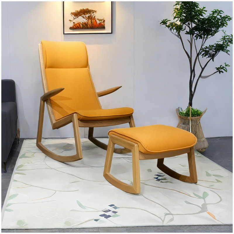 Modern Upholstered Solid Wood Rocking Chair