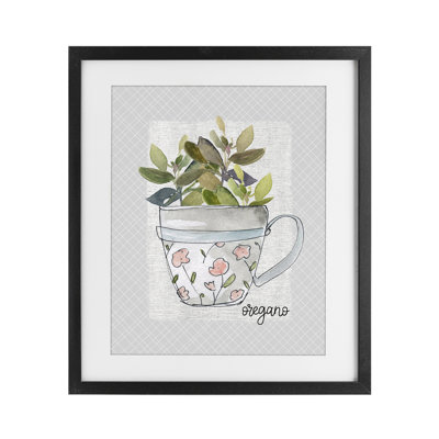 Tasse d'herbes d'origan encadrée sous verre, design par Livi Finn