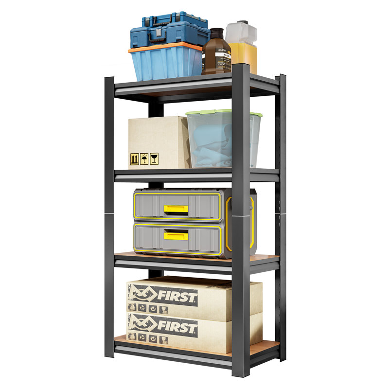 Support de rangement 4 couches, (4 tablettes) H 45,66 po x l 23,62 po x P 11,81 po, Noir/naturel