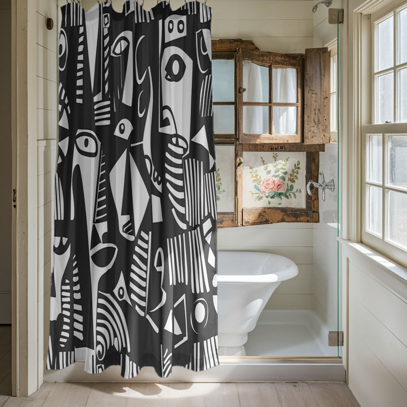 Cubist People Motifs - Rideau de douche standard 1 pièce, H 74 po x l 71 po