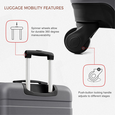 3-Piece Luggage Set  - 24In Checked Suitcase With TSA Lock Travel Duffel Bag Wet-Dry Toiletry Bag