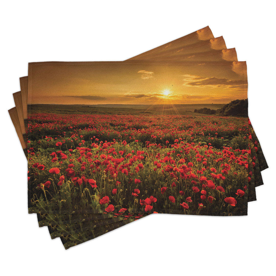 Platzdeckchen 4er Set, Sunset Meadow Farmland, Marigold Scarlet