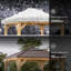 Pavillon de jardin en bois de cèdre 11 pi x 11 pi avec cadre en acier brun et polycarbonate Sunjoy