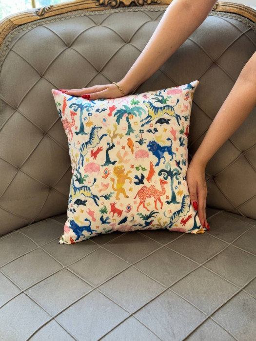 Pure Silk Throw Square Pillow Cover & Insert, Pink/White/Malibu/Gold/Yellow