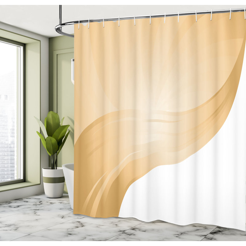 Ensemble de rideau de douche + crochets, H 70 po x l 69 po, Moutarde / Blanc