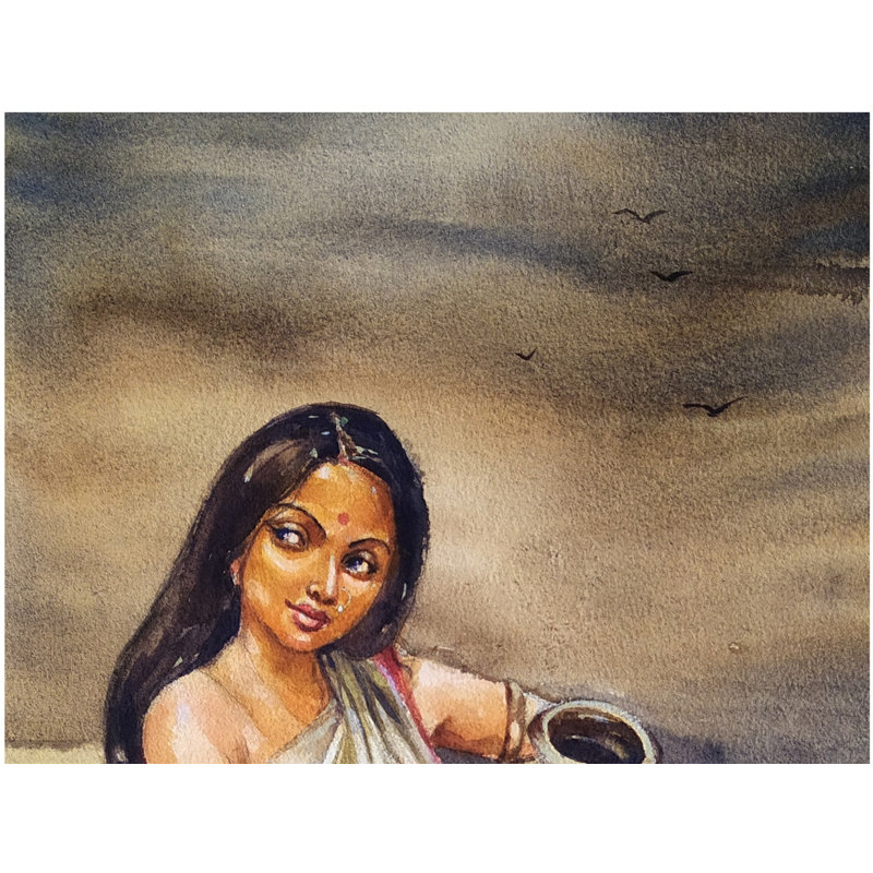 Dame portant un pot | Aquarelle de Sarat Shaw