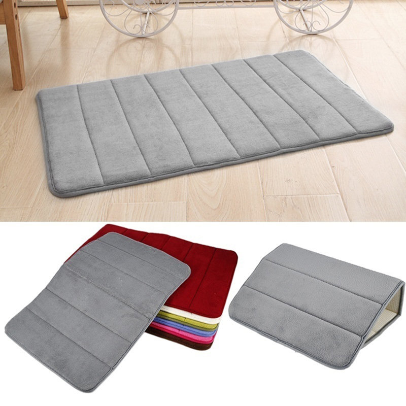 Floormat Thick Non-slip Memory Foam Toilet Floor Non-slip Rug Floormat for Spa, Beige White