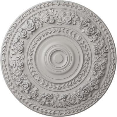 Endurathane Rose Ceiling Medallion, 33 7/8"OD x 2 3/8"P (Fits Canopies up to 13 1/2"), Hand-Painted Ultra Pure White Finish