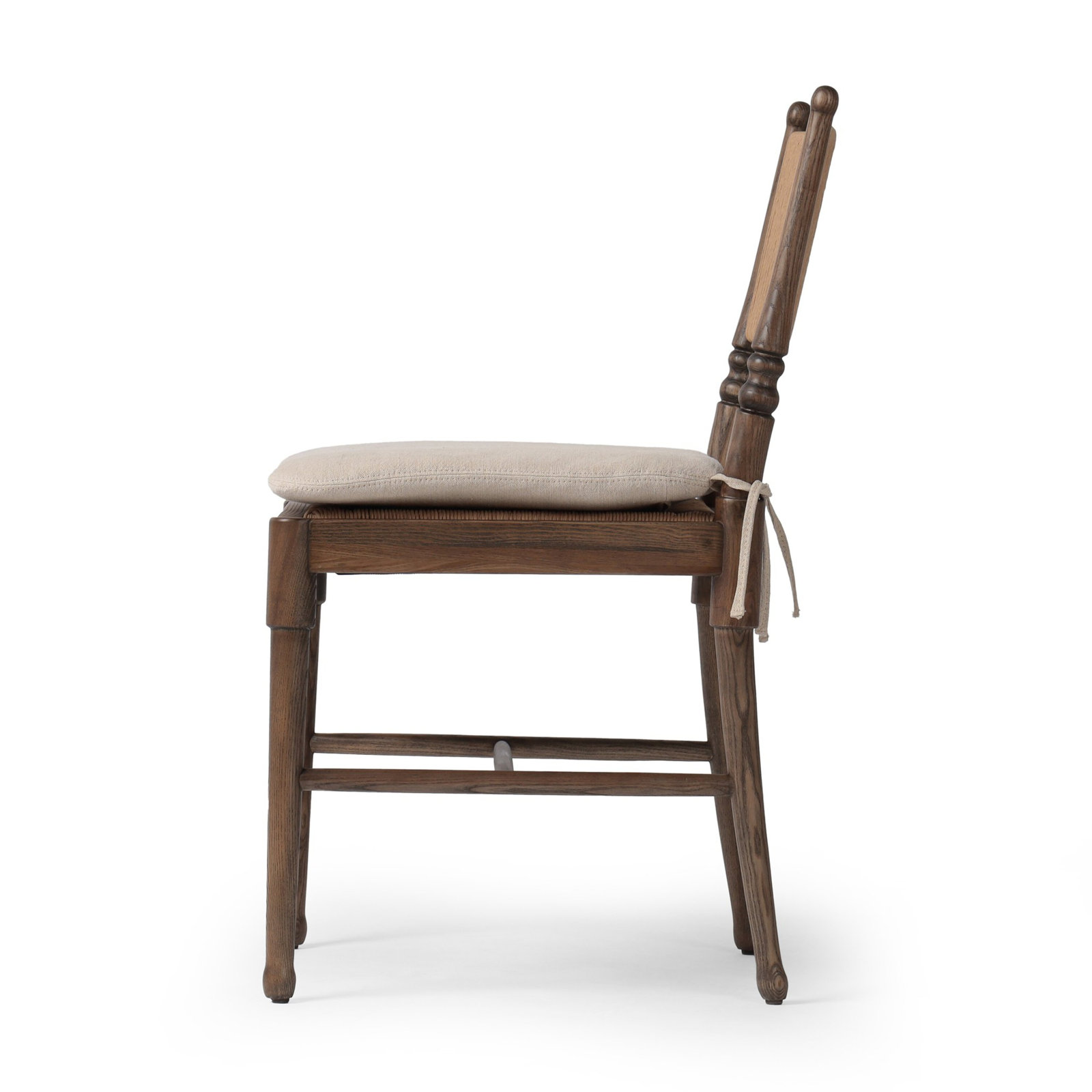 Fayth Dining Chair with Cushion, Dune Linen, Antique Walnut