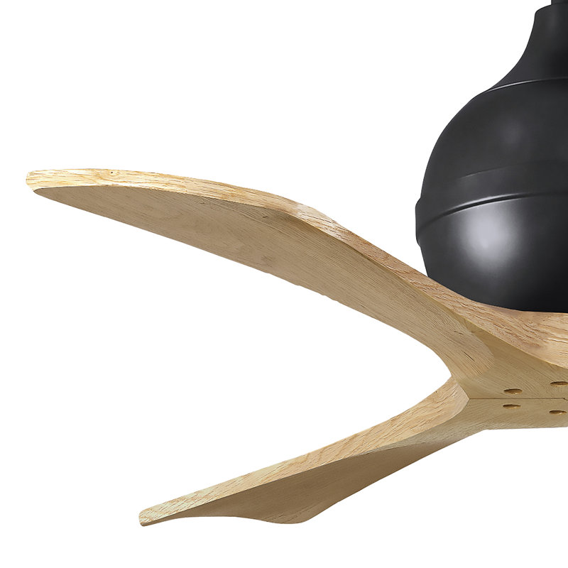 Ventilateur de plafond à 3 pales Irene, Noir mat, 72", Ton érable clair