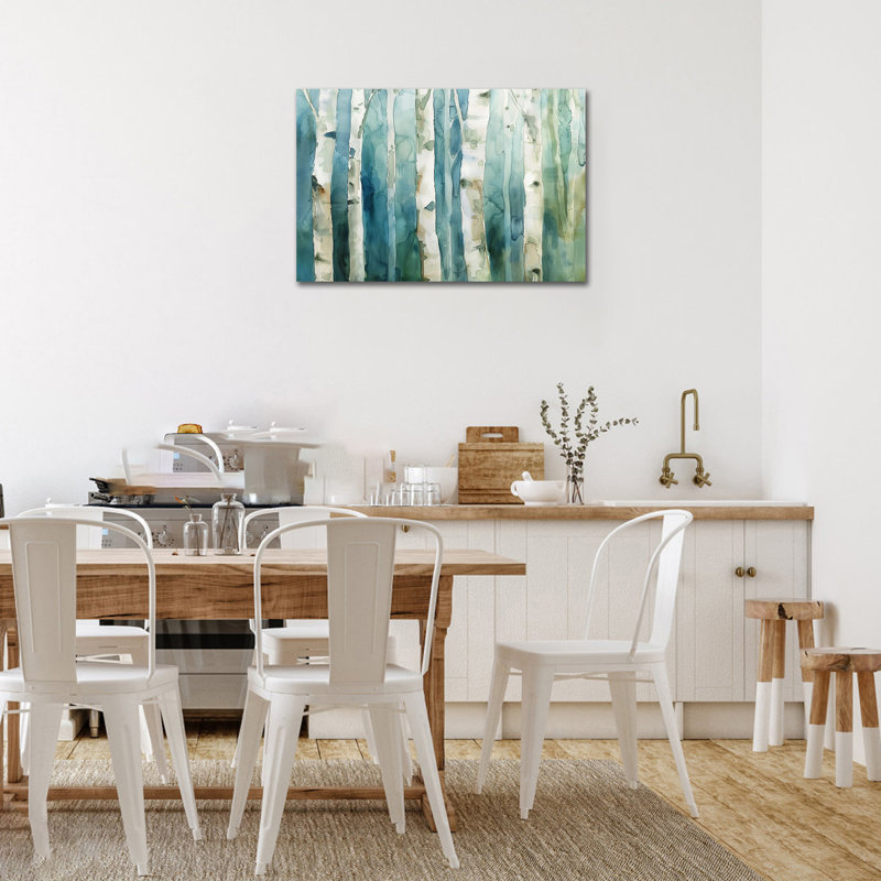 Reproduction d'art sur toile grande forêt de bouleaux d'hiver, H 32 po x l 48 po