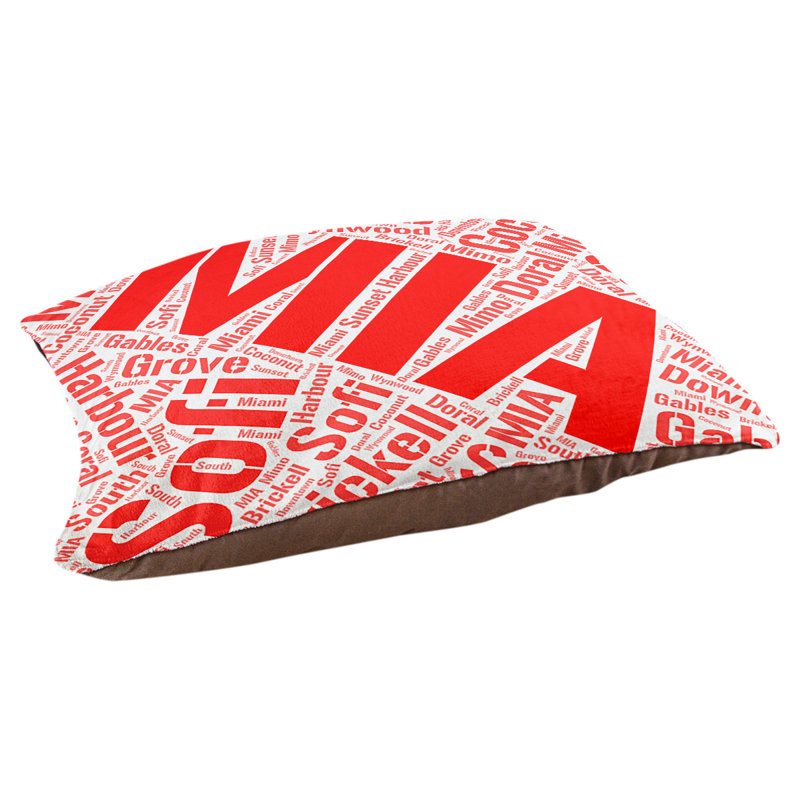 Coussin de chien « districts », Rouge, Très grand (H 17 po x l 50 po x P 40 po), Miami