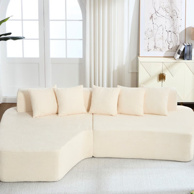 Compression avec méridienne confortable, canapé-lit irrégulier en forme de L, mousse à haute résilience, ressorts en spirale, revêtement en velours côtelé, 5 coussins, base antidérapante stable, canapé modulaire sans assemblage pour la chambre à coucher