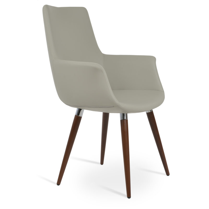 Fauteuil rembourré, Noyer, Crème