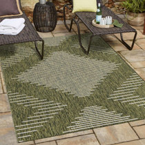 E323) Asbury Black & White Striped Indoor & Outdoor Rug