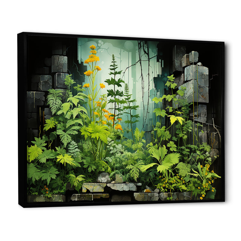 Blooming Urban Harvest, H 34 po x l 44 po x P 1,5 po, Cadre flottant noir