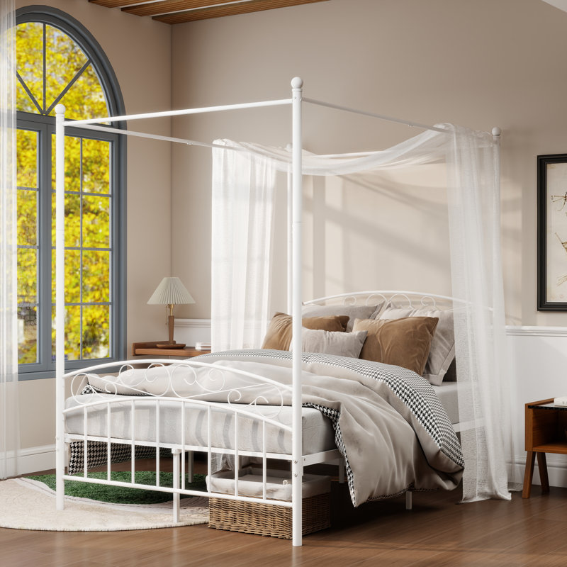 Jasalyn Metal Canopy Bed, Full, White
