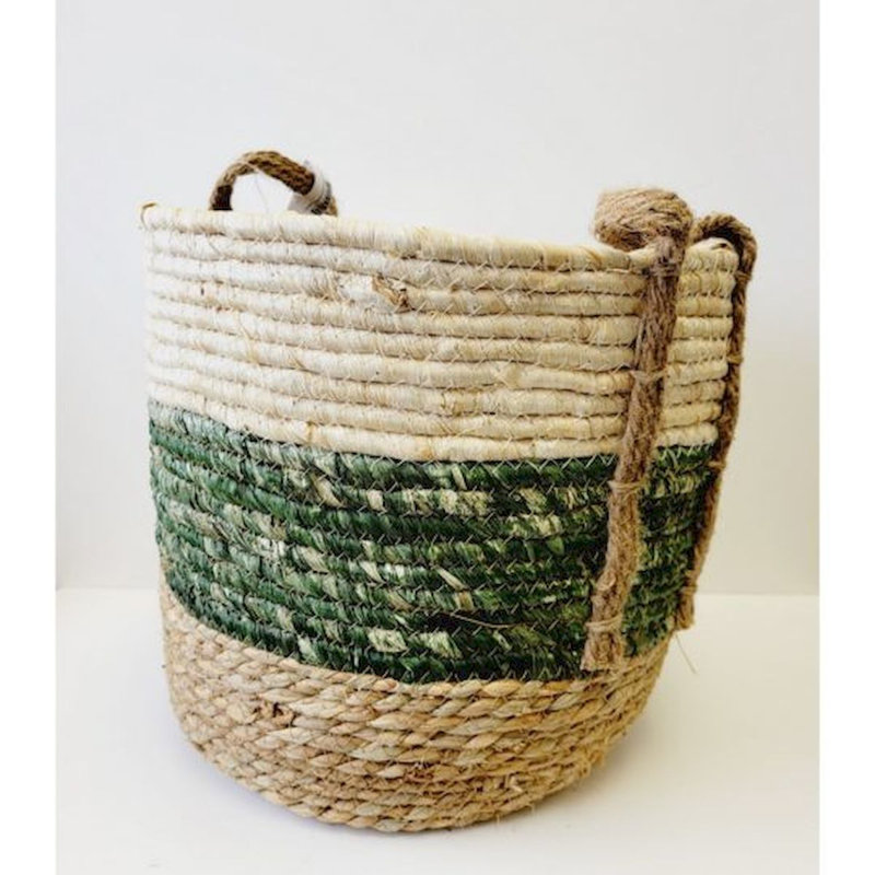Panier en jute tissé, H 11 po x l 12 po x P 12 po