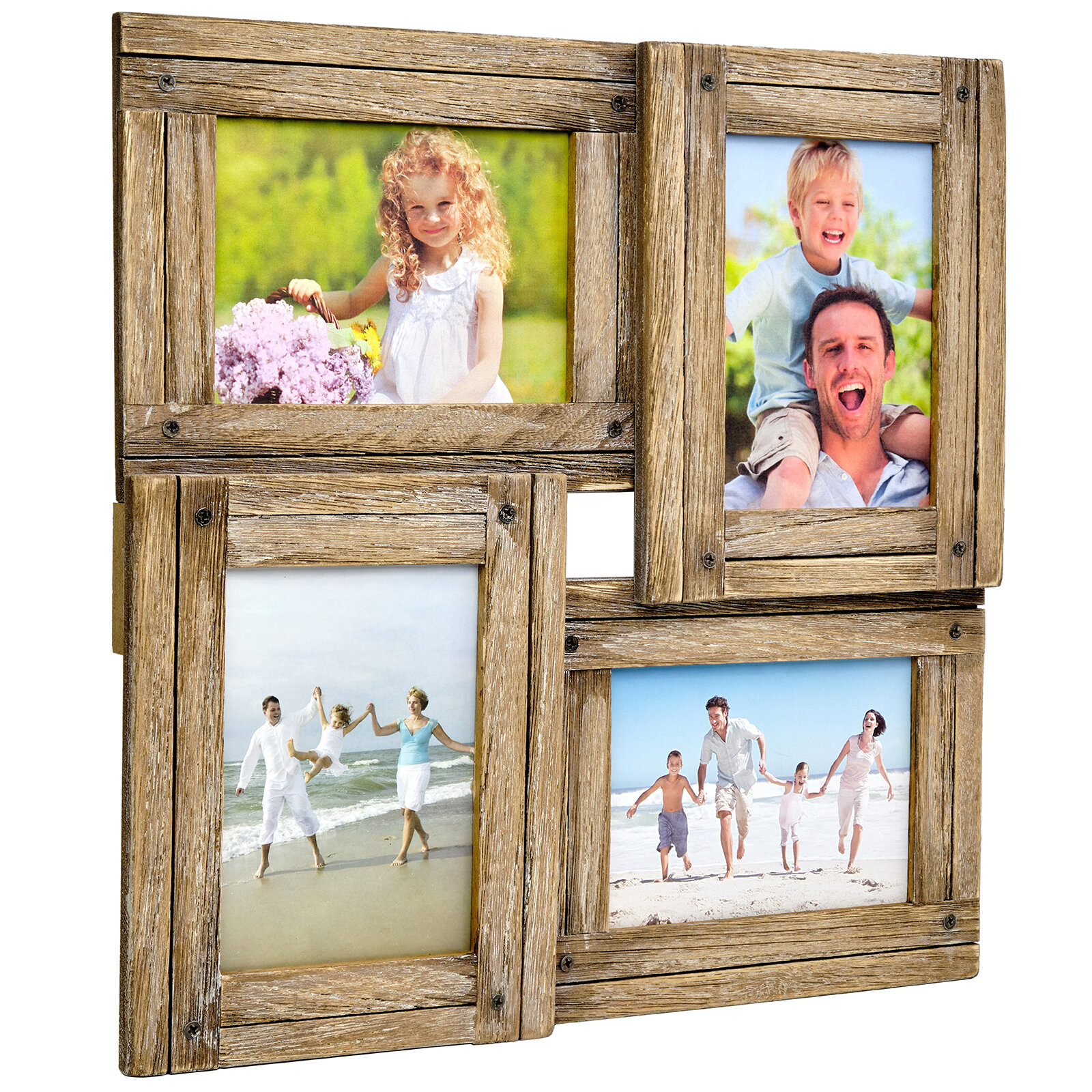 Gracie Oaks 6-Opening 19 X 14.5 Two-Toned Picture Frame Wall Collage,  Displays Two 4X4, Three 4X6 And One 5X7