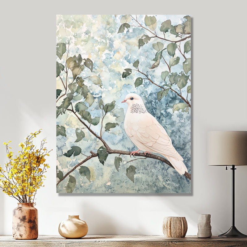 «Dove In The Forest I» - animaux, impression murale en métal, H 40 po x l 30 po