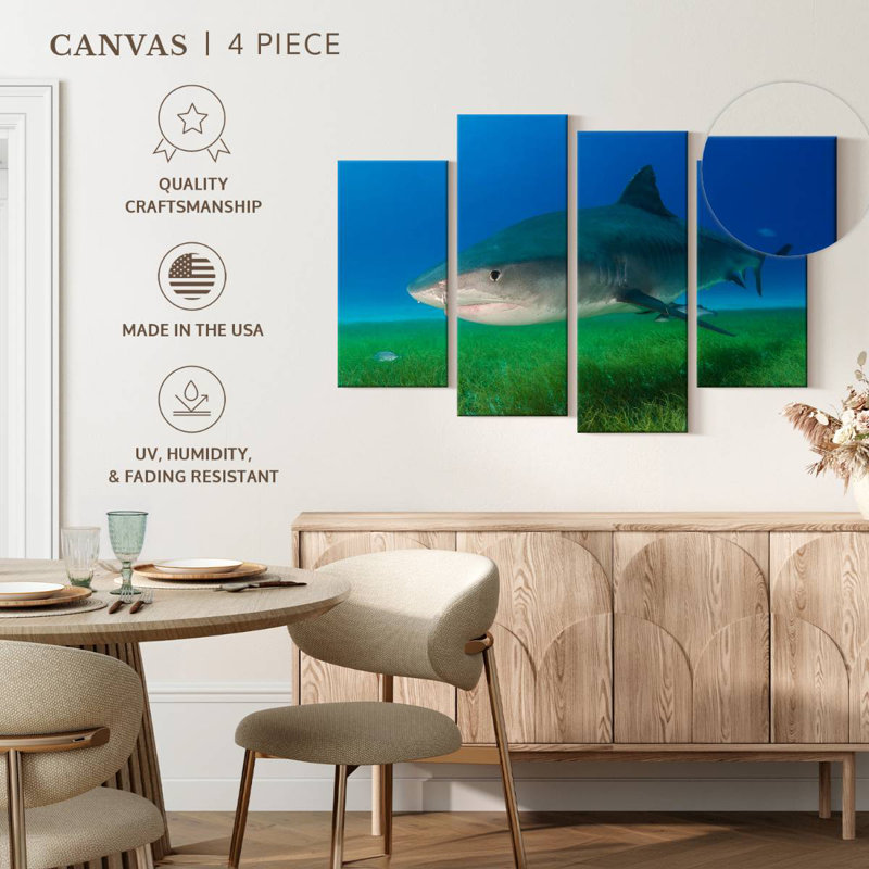 Brampt Tiger Shark On Sea Grass, 48" H x 75" W