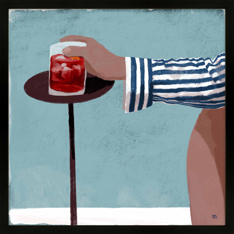 «Aperitivo» par Marco Marella - impression d'un seul cadre, Blanc / aubergine / banane / brun clair / rouge br