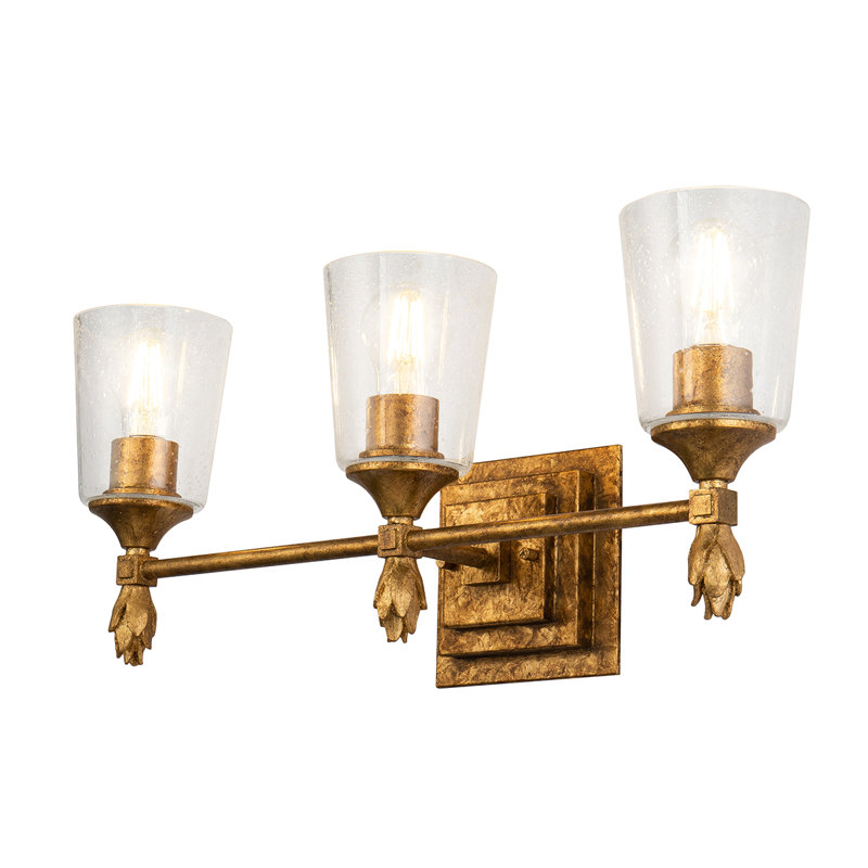Vetiver 3 Light Vanity In Chrome, Antique Gold