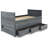 Nailsworth Twin 3 Drawer Solid Wood Mate's & Captain's Bed with Twin Trundle, Weathered Black-235482111