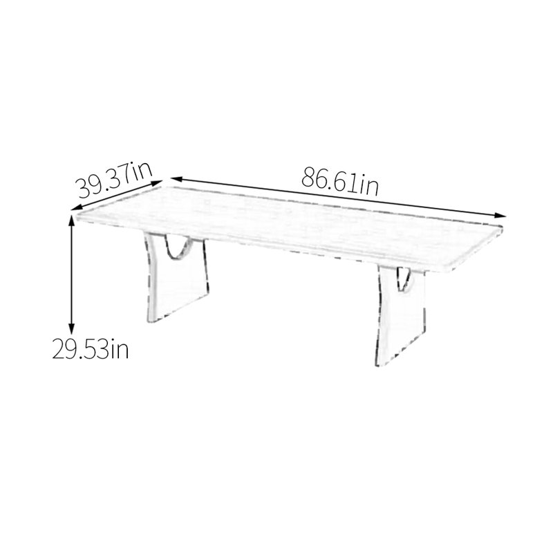 Table de salle à manger simple en bois de frêne massif, H 29,53 po x L 86,61 po x l 39,37 po, Noir, noir, noir, noir