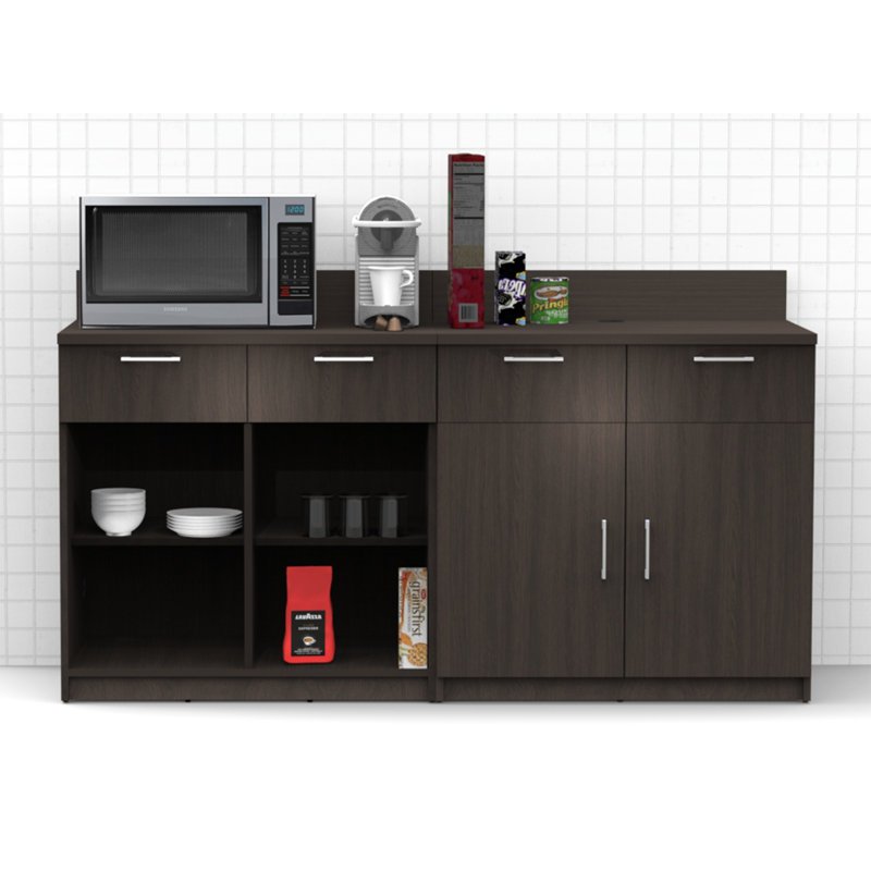 Armoire à rafraîchissement de bureau de qualité commerciale avec rangement, Espresso