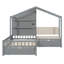 Lit simple avec canapé rembourré, station de charge, chargeur sans fil, tablettes de rangement et 2 tiroirs, gris-199316939