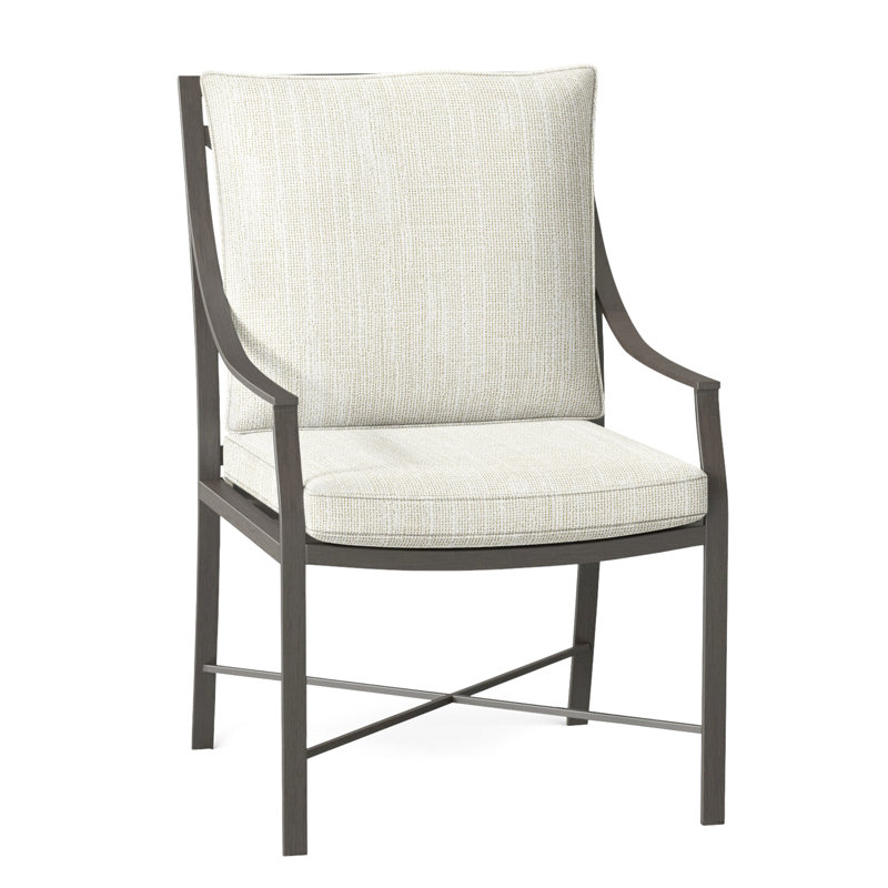Monaco Patio Dining Armchair with Cushions, Rollo Lace InsideOut® Linen, Welt, Slate Gray