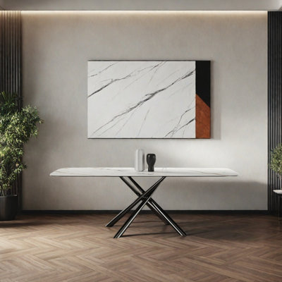 Stainless steel sintered stone dining table