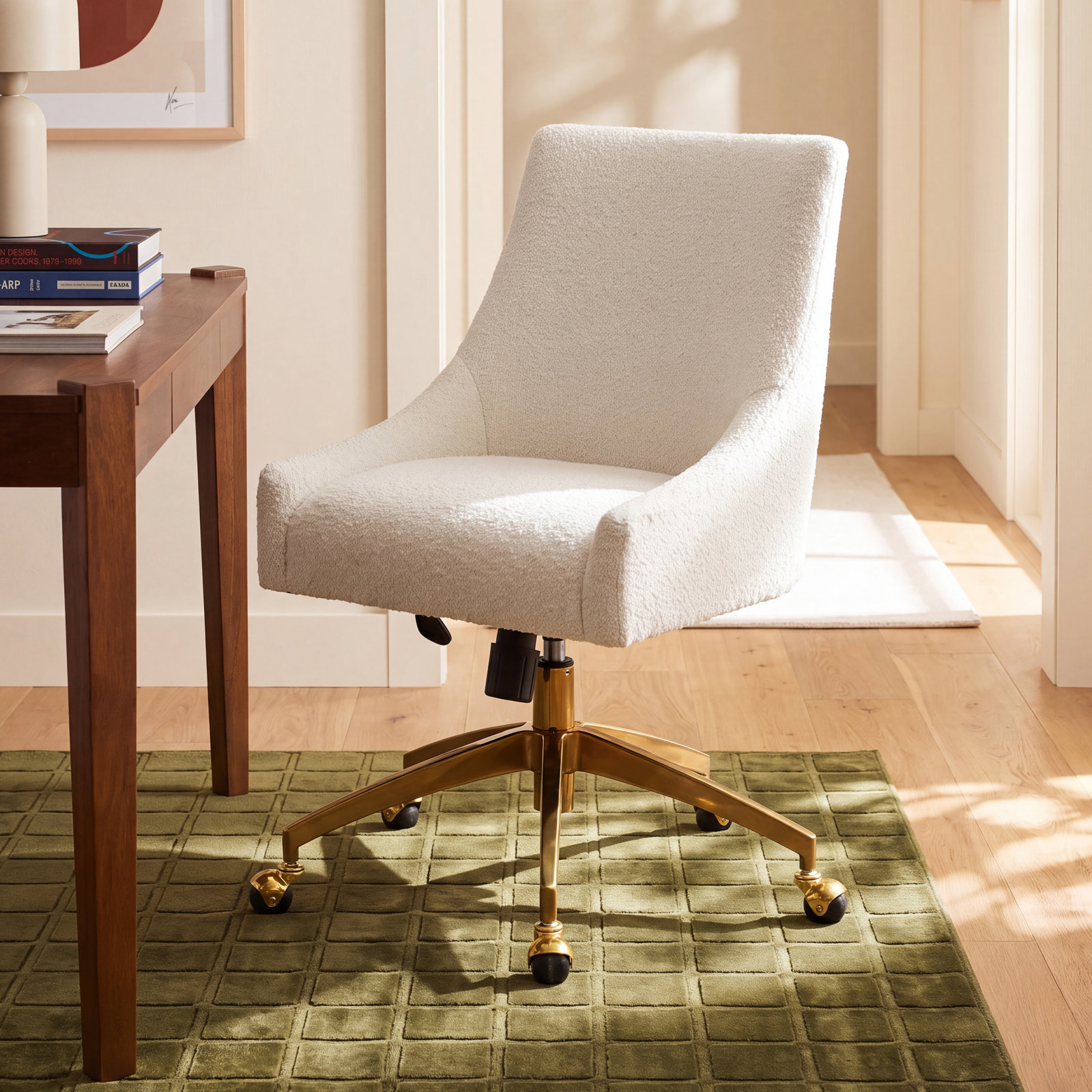 Orna Office Chair, Gold, Ivory/Gold Boucle