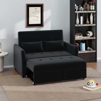 51.57" Convertible Sleeper Bed With Adjustable Oversized Armchair Design And Three USB Charging Ports, Compact Solution For Small Space