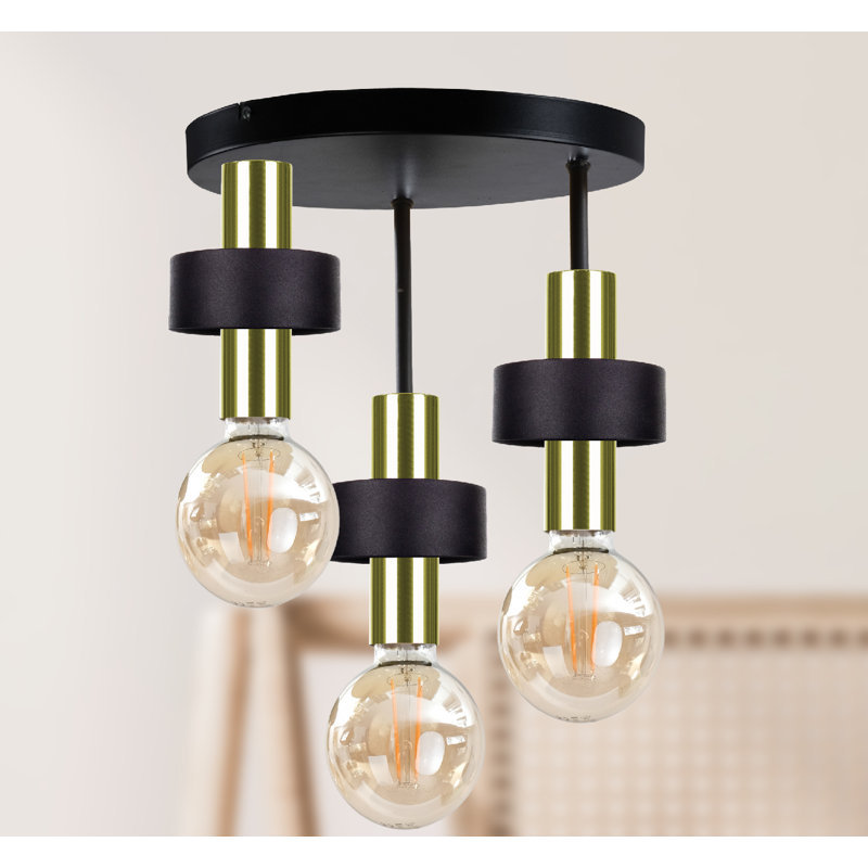 Berndien Semi Flush Mount, Black/Green