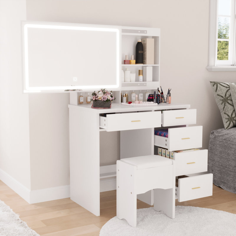 Vanity Desk With Mirror And Lights