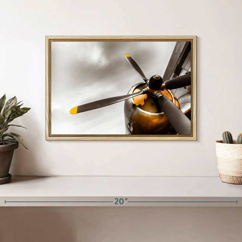 Old Propeller, 13" X 9", Floating Frame Natural Wood